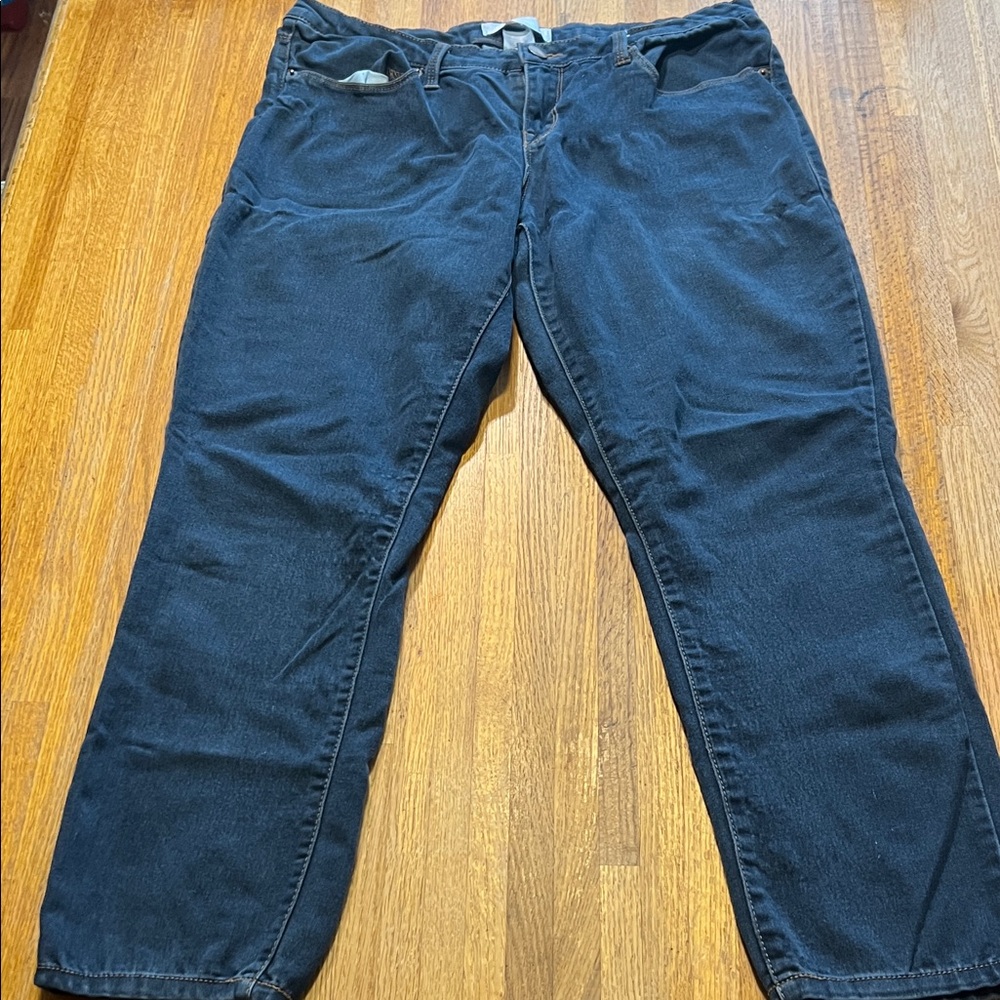 No Boundaries Women 17 Dark Wash Denim Straight Leg Mid Raise Stretch Jean Pants